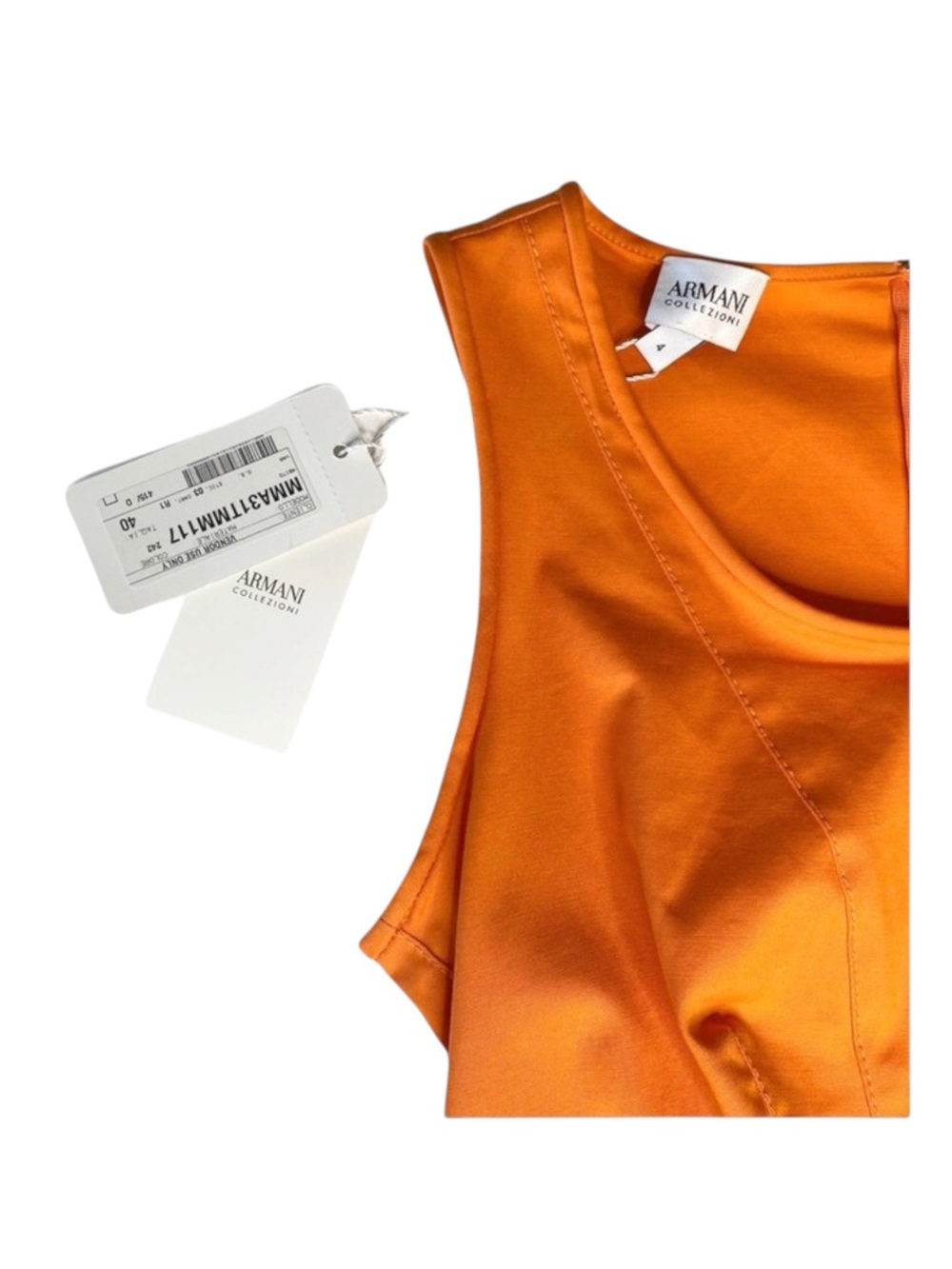 new Armani Collezioni 𖦹 Sleeveless Sheath Mini Dress 𖦹 Tangerine Coral 𖦹 4 US - Picture 7 of 16